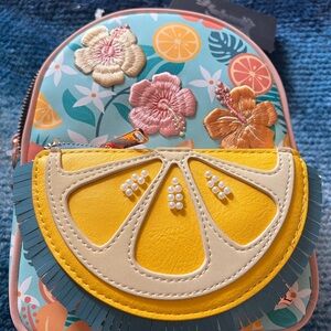 Loungefly tropical Lemon floral convertible mini backpack and crossbody